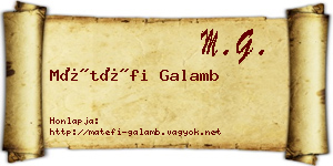 Mátéfi Galamb névjegykártya